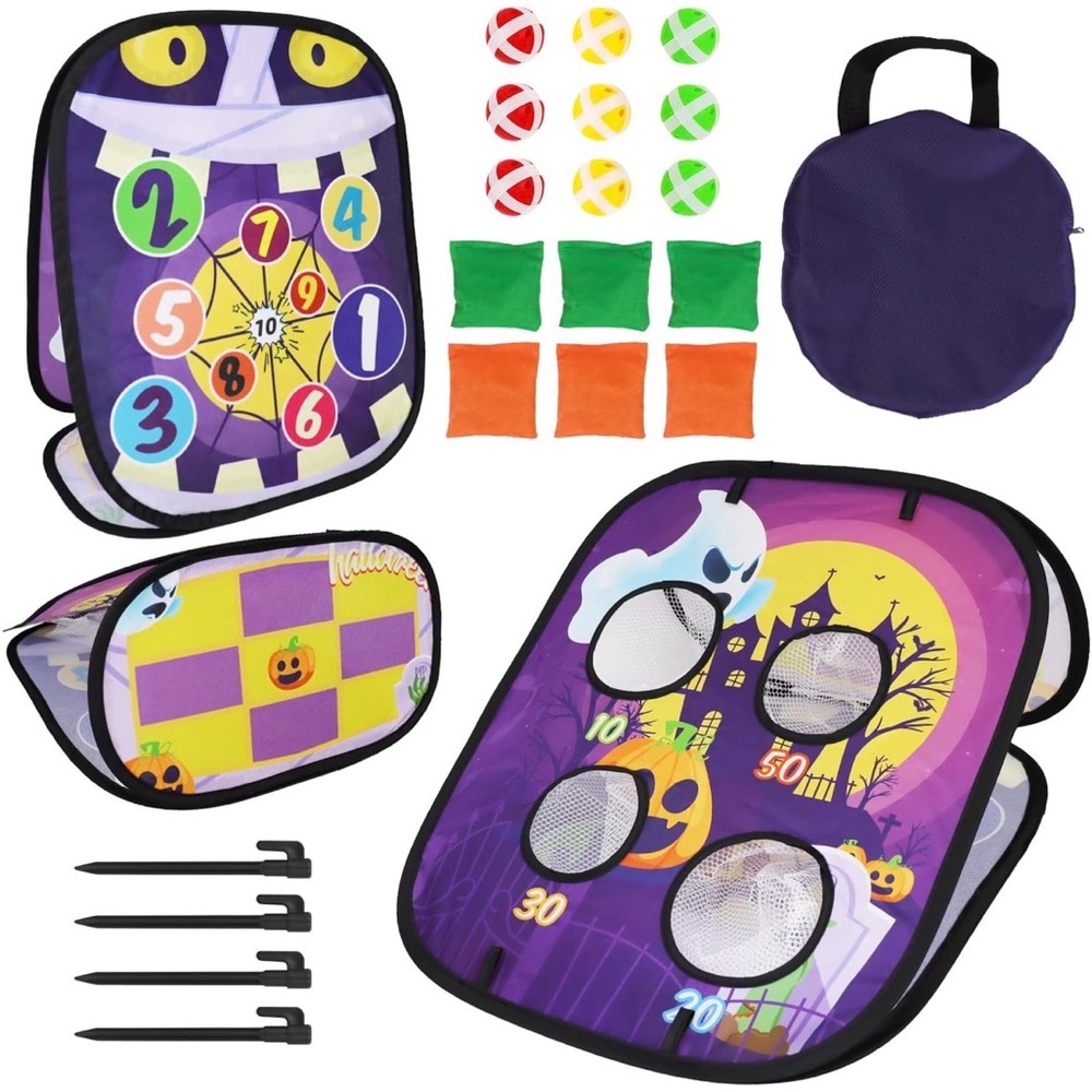 Bean Bag Corn Hole Tic Tac Toe Sticky Ball Halloween Game Indoor Outdoor